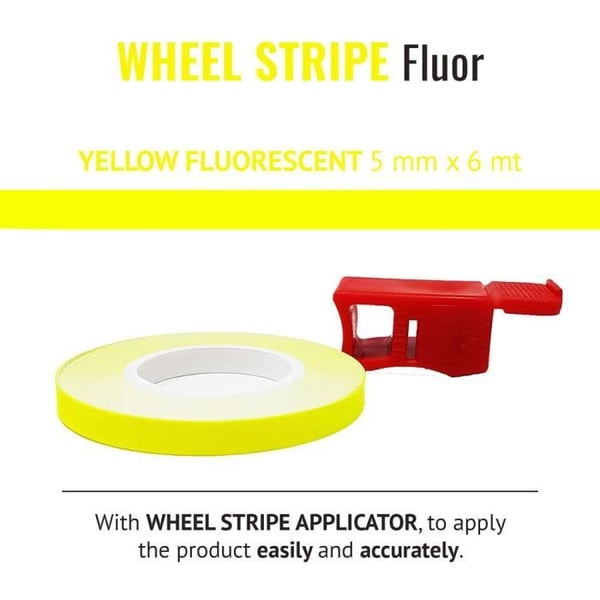 Fluorescerande Tejp - 4R QUATTROERRE.IT - Motorcykelhjul - Fluogul - 5 mm x 6 mt - Applicator ingår