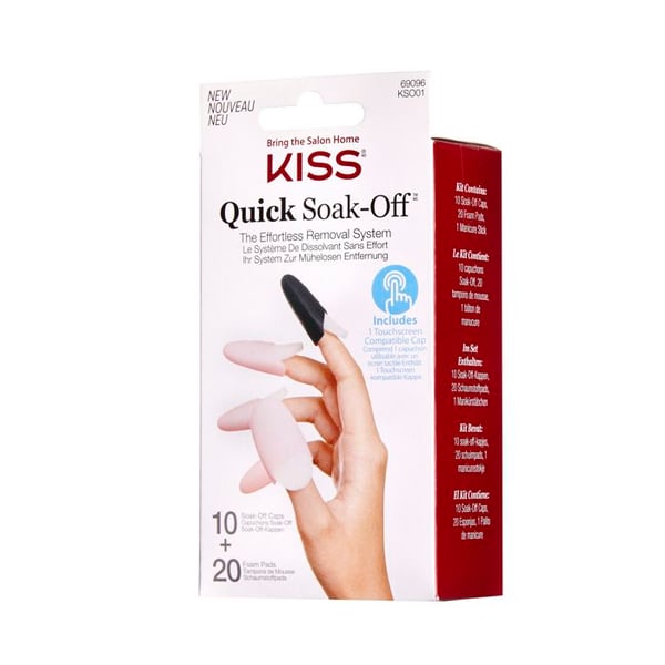 KISS Quick Soak Off Sæt med 10 manicurefjerningspuder - Genanvendelige, kompatible med touchskærme