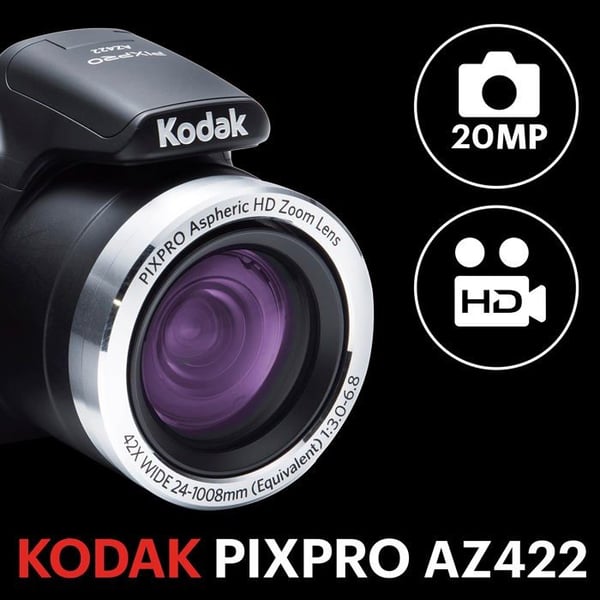 Kodak PIXPRO Astro Zoom AZ422 20,0 MP 720 p - 30 fps 42x optisk zoom svart kompakt digitalkamera- USED