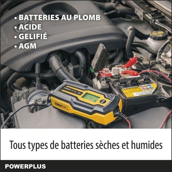Powerplus Intelligent Bil Laddare POWX4203 - Batteriladdare 12V - 3 till 120 Ah - Vinterläge och Underhållsladdning