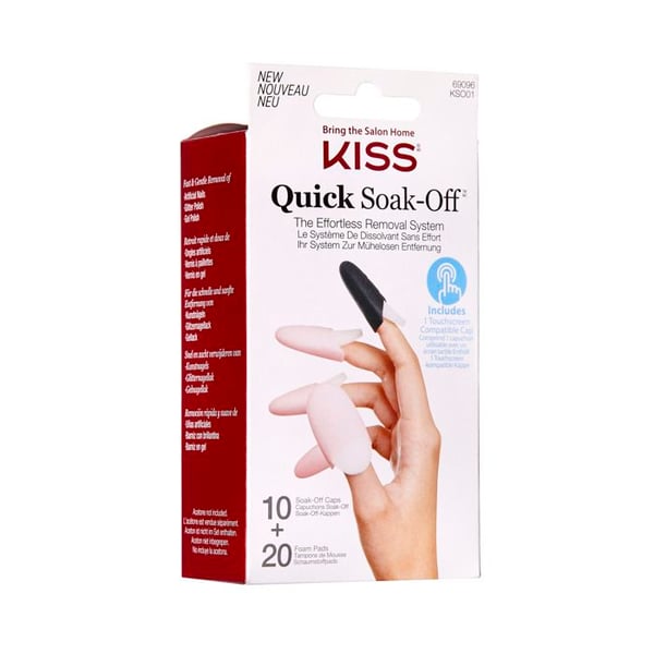 KISS Quick Soak Off Sæt med 10 manicurefjerningspuder - Genanvendelige, kompatible med touchskærme