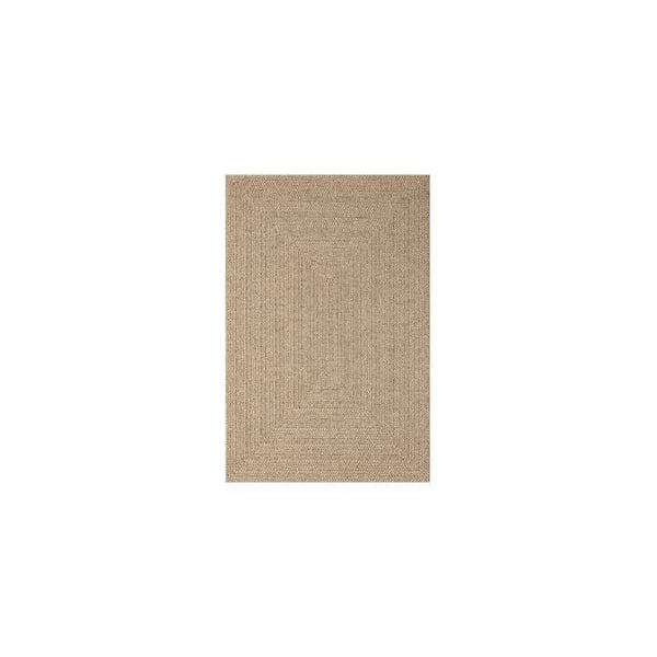 Platt vävt matta - MELIS HOME - 60x180 cm - Grafisk ram - Beige (Natur) - Hållbar, lätt att underhålla