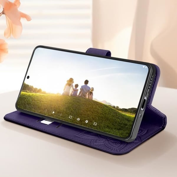 Mandala Butterfly Fodral för Redmi Note 13 Pro Plånbok Handledsrem mörklila