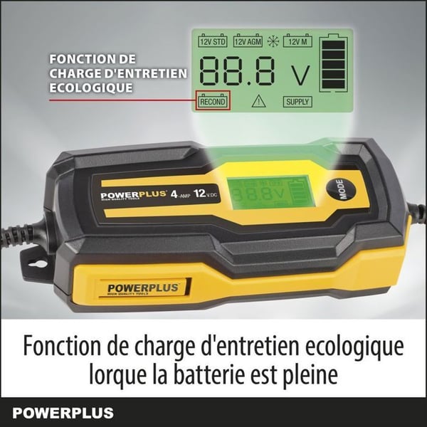 Powerplus Intelligent Bil Laddare POWX4203 - Batteriladdare 12V - 3 till 120 Ah - Vinterläge och Underhållsladdning