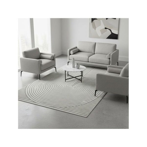 Inomhusmatta - MELIS HOME - Med skulpterade geometriska reliefmönster - 140x200 cm - Grå - Oeko-Tex certifierad