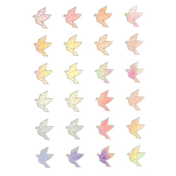 Klistermärke i hologram - CTOP - Origami-fågel - 1,9 x 2,1 cm - 48 st - Blandat