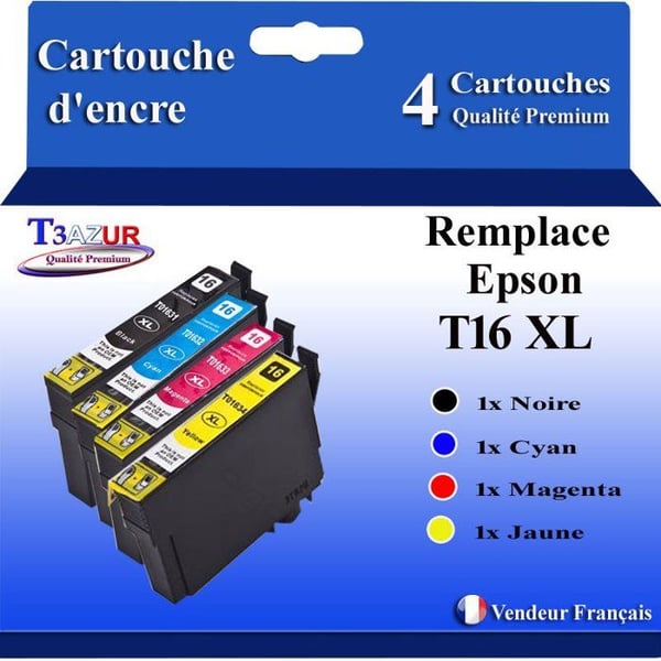 T3AZUR - 4x Kompatibla Patroner med Epson T1631 T1632 T1632 T1634 T16XL