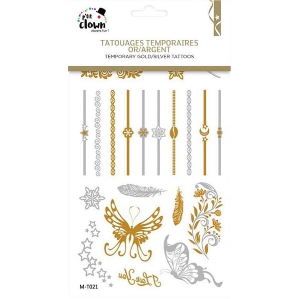 Tillfälliga Tatueringar - LILLA CLOWN - Guld/Silver - Slumptal