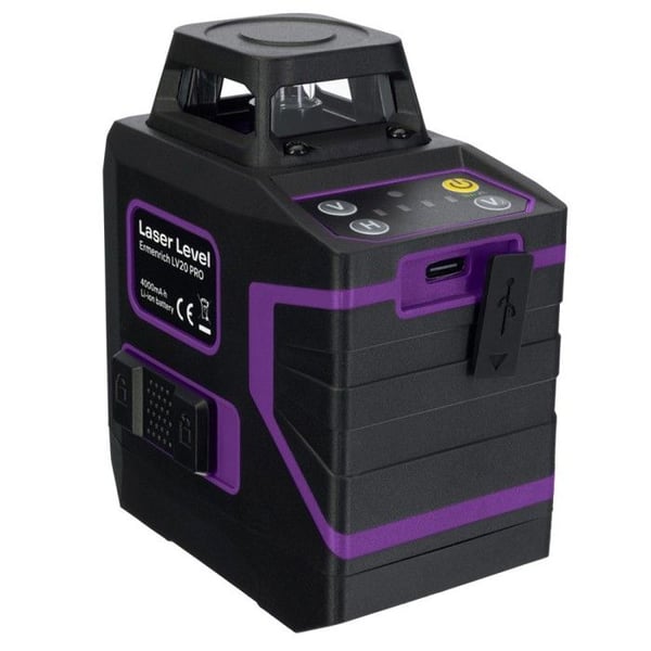 Bygglaser - ERMENRICH - LV20V PRO - 6 gröna linjer 360° - Självnivellerande - Batteri 4000mAh USB-C