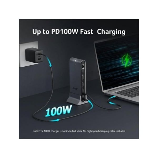 Acer Universell Dockningsstation Type-C 15-i-1 Grå med 8K Videoutgång