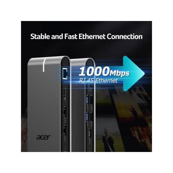 Acer Universell Dockningsstation Type-C 15-i-1 Grå med 8K Videoutgång