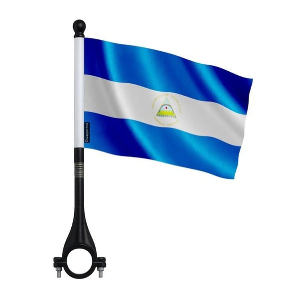Nicaragua Cykelflagga i Polyester – 14 x 21 cm – Cykelflagga – 5 stycken