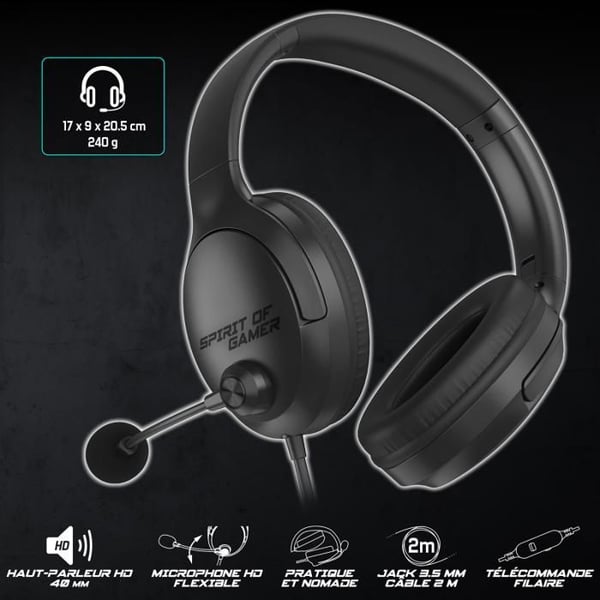 Spelheadset - SPIRIT OF GAMER - PRO H4 DARK - Trådad - Stereo 2.0 - Circumaural