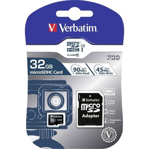 Verbatim Pro 32GB microSDHC UHS Speed Class 3 minneskort