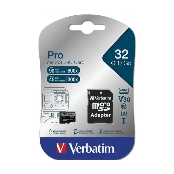 Verbatim Pro 32GB microSDHC UHS Speed Class 3 minneskort