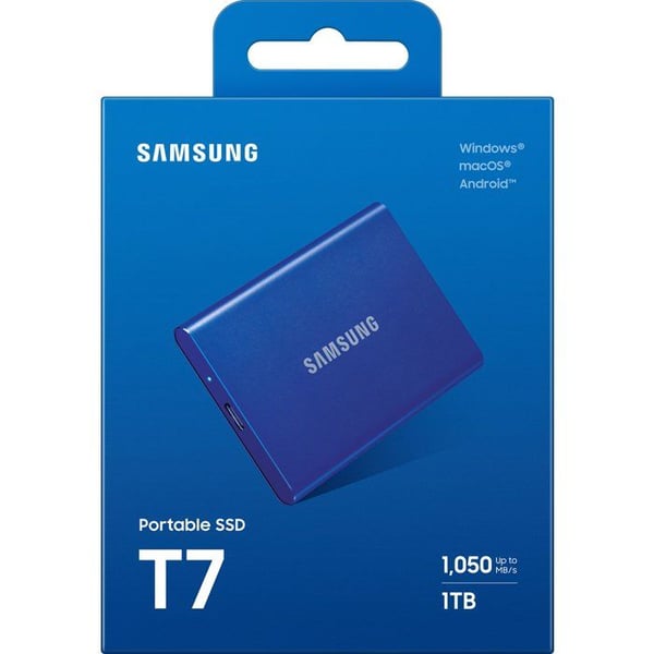 SAMSUNG - T7 Blå - Extern SSD - 1 To - USB 3.2 - Läshastighet upp till 1 050 Mo/s