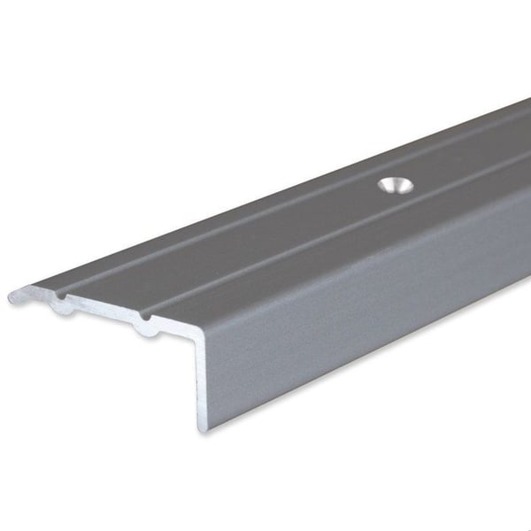 PROVISTON Anodiserad Aluminiumhörn Silver l 24,5 mm H 10 mm Genomhålad Trappnos L 2700 mm