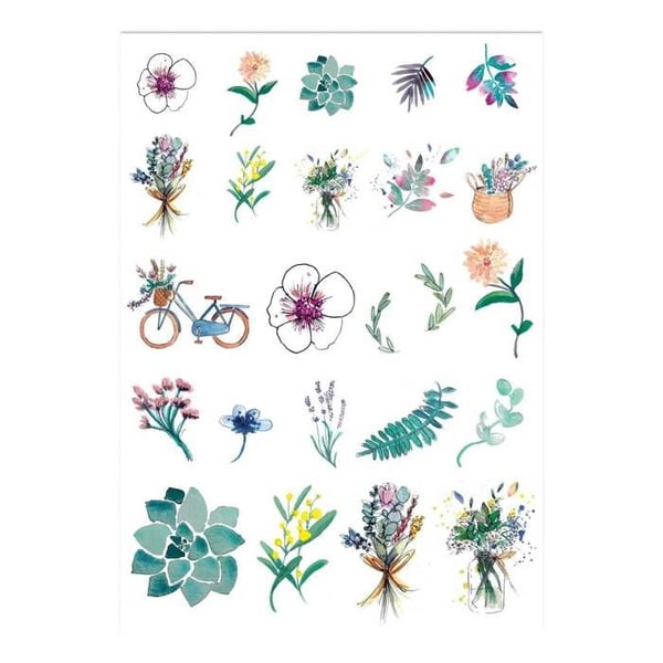 Tillfälliga Tatueringar - LILLA CLOWN - Blommor - Grön Färg