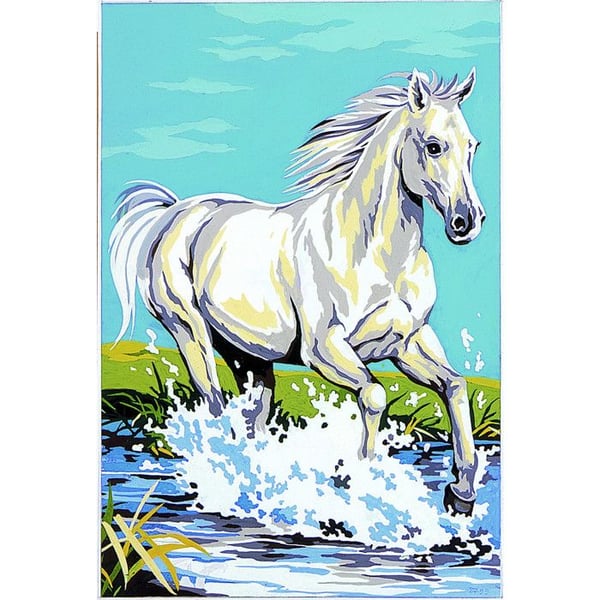 Antik duk Häst vit 30x40cm