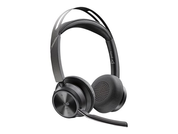 Poly Voyager Focus 2 Microsoft Teams certifierade USB C-headset + USB-C/A-adapter - Microsoft Teams-certifiering - Google Assistant