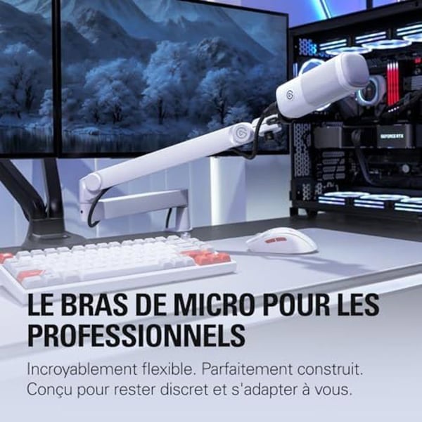 Mikrofonarm - ELGATO - Wave Mic Arm Pro Vit - Låg Profil - 360° Rotation - Max Vikt 3 kg