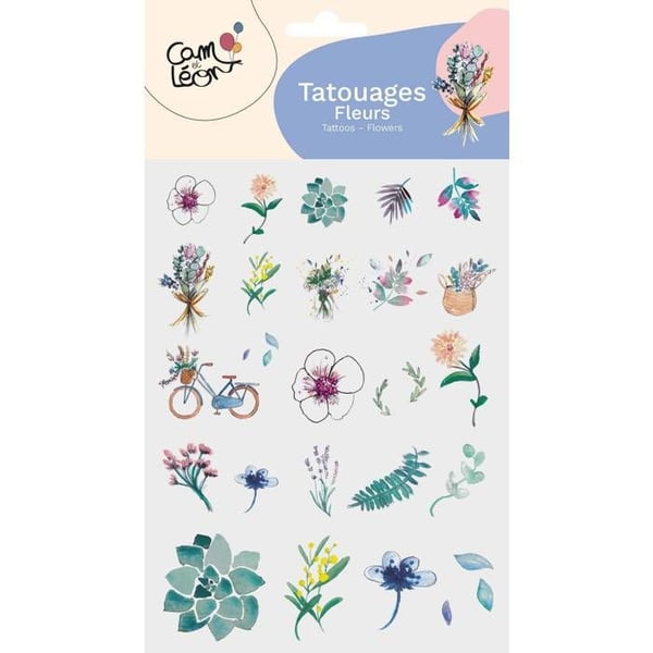 Tillfälliga Tatueringar - LILLA CLOWN - Blommor - Grön Färg