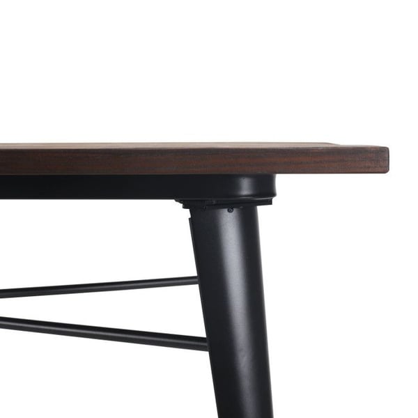 Rektangulärt bord 140×80 cm – Skiva i mörkt massivt trä och ben i matt svart metall – Industriell stil