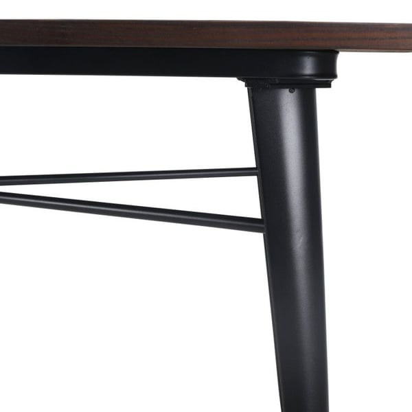 Rektangulärt bord 140×80 cm – Skiva i mörkt massivt trä och ben i matt svart metall – Industriell stil