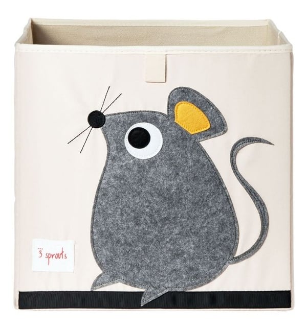 Förvaringskub - 3 SPROTTAR - Mus - Polyester, hård kartong - 33 x 33 x 33 cm