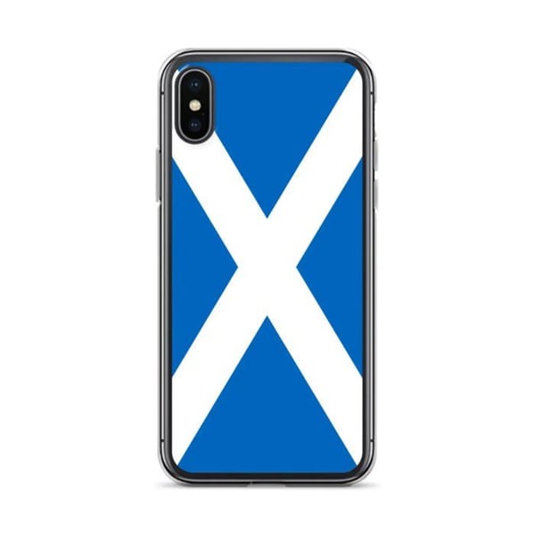 Telefonskal – Skottlands flagga – Kompatibel med iPhone X – Mjukt fodral – Slitstarkt och stötabsorberande – Silikon – Pixelforma