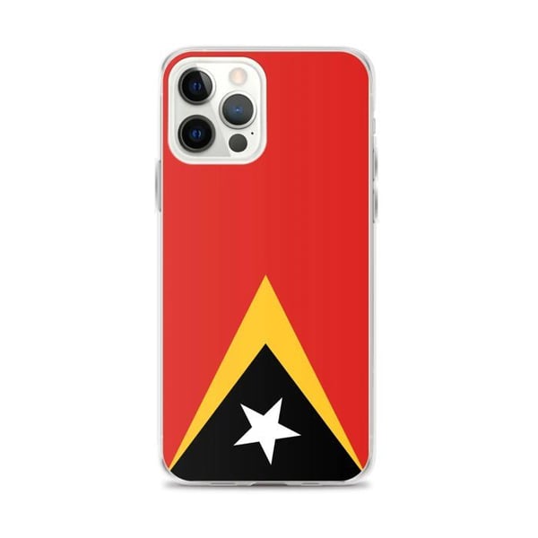Telefonfodral – Östtimors flagga – Kompatibel med iPhone 12 Pro Max – Mjuk fodral – Slitstark och stöttålig – Pixelforma