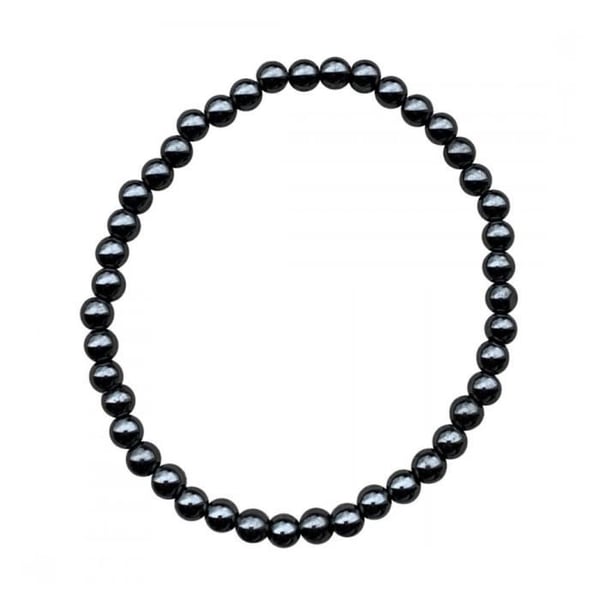 Armband - Rullade stenar AB - Naturlig hematit - Silverfärgad - 17cm - 4mm pärlor