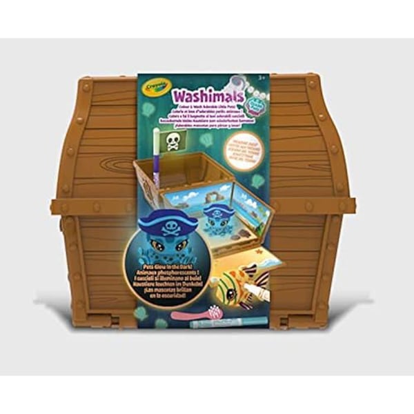 CRAYOLA - Washimals Ocean Glow Pets - Treasure Box Kit, för färgning och tvätt av babydjur, vilt och present till barn,