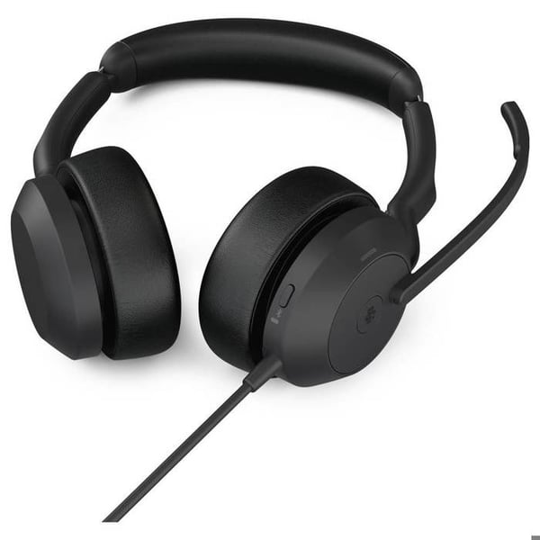 Jabra Evolve2 50 Hovedtelefoner med over-ear design, kablede Stereo i sort, Mikrofon med støjreduktion, Noise Cancelling