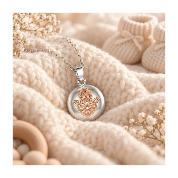 Graviditet bola halsband med Hand of Fatima lotusblomma juvel