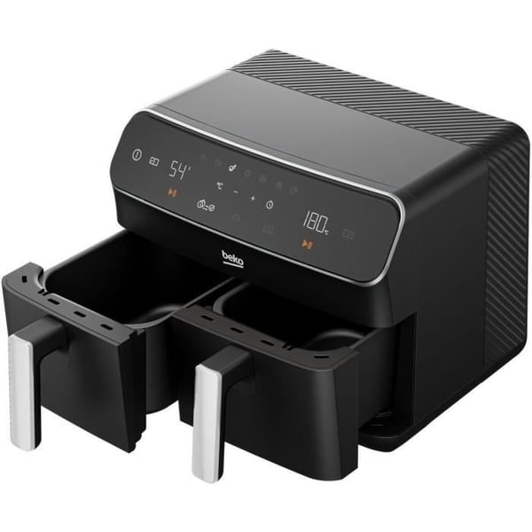 Multifunktionel luftfriture - BEKO - FRL5388B - 2400 W - 8,5 L til 2 kg pomfritter - 2 kar - (2x 4,5 L) - Sort