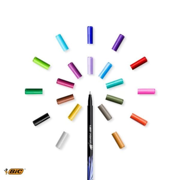 BIC Intensity Stylos Feutres Pointe Fin (0,8 mm) - Färger i Assortiment, Förpackning med 10