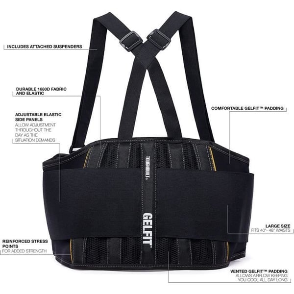 Ryggbälte - TOUGHBUILT - TB-45G-L-BEA - Svart - Högkvalitativt tyg - Justerbar