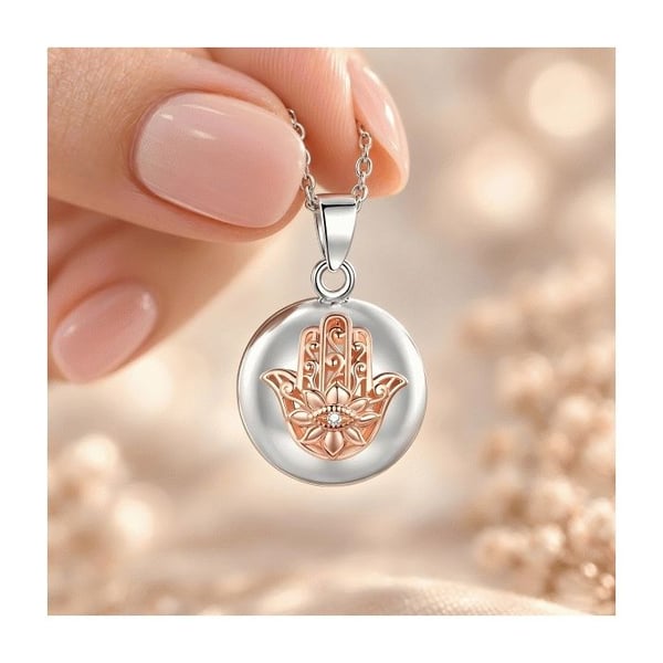 Graviditet bola halsband med Hand of Fatima lotusblomma juvel