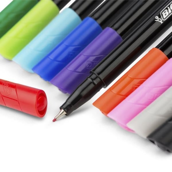 BIC Intensity Stylos Feutres Pointe Fin (0,8 mm) - Färger i Assortiment, Förpackning med 10
