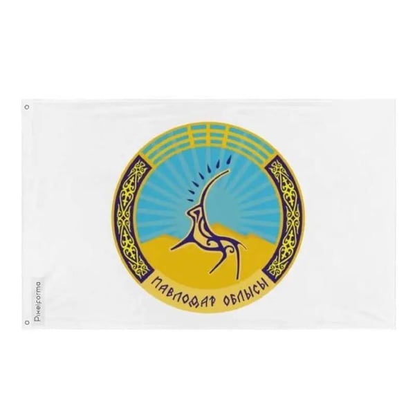 Pavlodar Oblys Flagga – 192 x 288 cm – Hållbar Polyester – 2 Metallöglor – Inomhus / Utomhus – Pixelforma