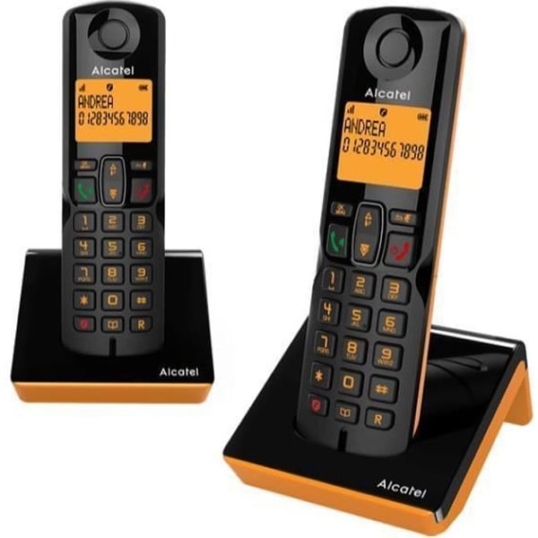 Trådlös telefon - Alcatel - S280 Duo Ewe - Svart/orange - DECT - Händer fria
