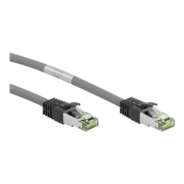 goobay Cordon de raccordement RJ-45 (M) för RJ-45 (M) 10 m SFTP, PiMF CAT 8.1 utan halogen, formad, utan krok, låst grå