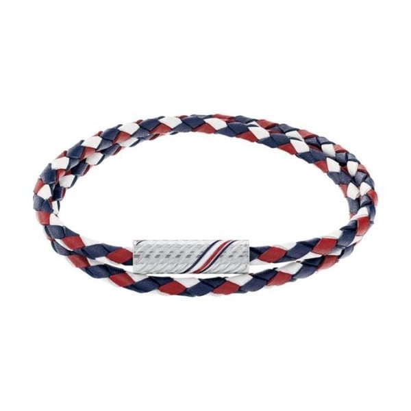 Tommy Hilfiger armband för män i stål med dubbel omslagssnöre 2790472