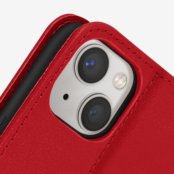 Apple iPhone 13 Premium läderfodral med korthållare och videostödfunktion - röd