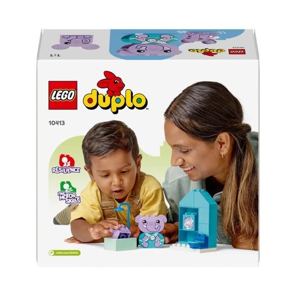 LEGO® 10413 DUPLO Mina första Mina Dagliga Ritualer - Bad, pedagogisk leksak för bebisar, Inkluderar 2 elefantfigurer