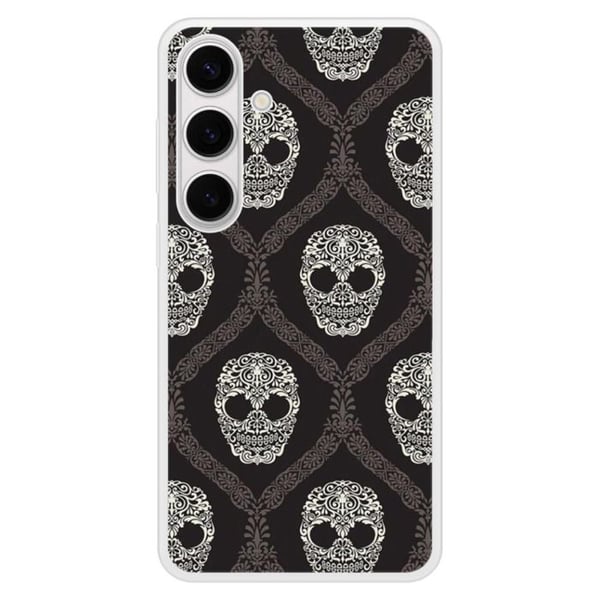 Siliconeförstärkt tryckt skal kompatibelt med Samsung Galaxy S24 Plus Blommig skalle