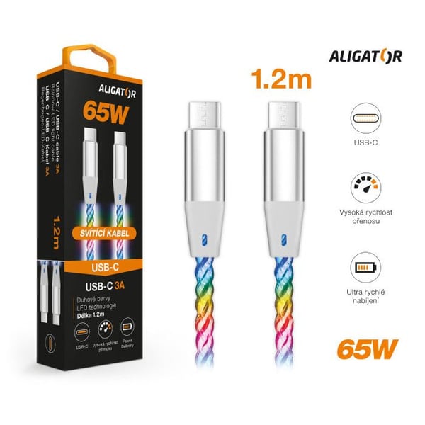 ALIGATOR Datakabel LIGHT 3A, 65W USB-C/USB-C 0,5m