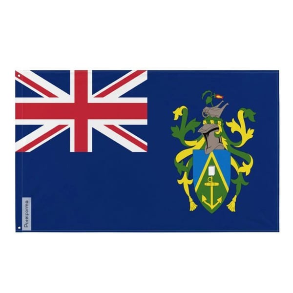 Pitcairnöarnas flagga – 96 x 144 cm – Hållbar polyester – 2 metalöljetter – Inomhus / Utomhus – Pixelforma
