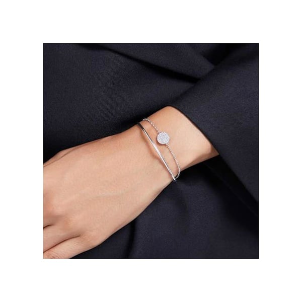 Armbånd halv-bånd - SWAROVSKI - Meteora - Rhodineret metal - Gennemsigtige krystaller - 59 mm